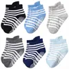 Chaussettes 6 paires/lot à rayures pour enfants, bateau antidérapant pour bébés garçons filles, courtes en coton, taille de 0 à 5 ans