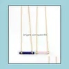 Pendant Necklaces Exquisite Handmade Pink Crystal Stick Bar Polishing Metal Druzy Natural Stone Rose Quartz Collar Necklace Drop Del Dhi9E