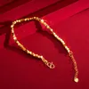 Charmarmband Real 18K Gold Chain Armband för kvinnor Ren justerbar trendiga laserpärlor Fina smycken gåva 230303