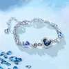 Brazinha em brincos de craque para mulheres Silver Single Ocean Heart Rhinestone Bracelet Bracelets Diamond Bracelets Gold Wedding Jewelry Bridebangle Kent