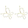 Boucles d'oreilles délicates en forme de grand papillon creux pour femmes, bijoux de déclaration en métal couleur or, accessoires de fête tendance pour filles