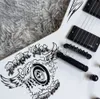 Anpassad butik ex modell vit elektrisk gitarr svart målning kropp svart hårdvara