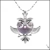 Pendant Necklaces Womens Jewelry Owl Necklace Natural Crystal Semigemstone Small Animal Model Female Ornament Long Drop Delivery Pend Dhnti