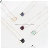 Pendanthalsband Fashion Square Amethyst Blue Pink Quartz Turquoise Halsband natursten varumärke