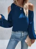 Frauenblusen sexy Off Schulterbogen Diagonale Kragen Chiffon Hemden Frauen 2023 Frühlingslaternehülle Feste Farbe Bluse Tops Frau Kleidung