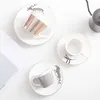 Tasses soucoupes dynamique réflexion tasse miroir expresso nordique café soucoupe ensemble céramique thé couleur changeante tasses