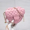 CC Bag 5A Designer Påsar Handväska väskor Kedjor Cross Body Pink Mini Heart Love Shoulder Bags äkta läder Tote Telefonpåsar bokstäver hasp lammskinn quiltade gitter wa