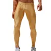 Calças masculinas homens alta estiramento apertado longo legging calça marca sexy projetado cintura baixa sweatpants comprimento total