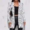 Frauenanzüge Blazer Papierdruck Vintage lässig Streetwear Frauen Mantel Frühling Plus Größe Mode Tops Jacke elegante Dame
