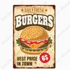 Vintage Kitchen Rules Plack Burgers Fries Metal Tin Sign Cafe Home Room Decor Fast Food Metal Plate Dinning Wall Poster 30x20cm W03