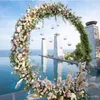 Outdoor Wedding party backdrop iron arch stand props double round ring iron arch frame decorative flower arch door decoration12