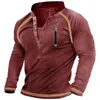 Herren T-Shirts Frühling Herbst Männer Outdoor Taktische T-Shirts Dicke Baumwolle V-Ausschnitt Langarm T-Shirts Hemd Männlich Übergroße Sweatshirt Kleidung