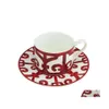 set di stoviglie per auto dvr piatto da bistecca in ceramica tazza da caffè e piattino bone china set vassoio per alimenti occidentale modello rosso 201116 drop delivery home gar dhxd3