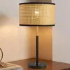 Japanese style table lamp luxury vintage unique rattan shade desk light 23cm width 58cm height for hotel home living room bedroom bedside dining study room decor