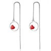 Boucles d'oreilles pendantes longue ligne d'oreille Style coréen petit coeur rouge frais pour les femmes doux tempérament bijoux de mode dames goutte cadeaux