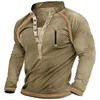 Herren T-Shirts Frühling Herbst Männer Outdoor Taktische T-Shirts Dicke Baumwolle V-Ausschnitt Langarm T-Shirts Hemd Männlich Übergroße Sweatshirt Kleidung