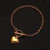 Charmarmband Minamama Rostfritt stål Dragon Bone Chain Heart Armband för kvinnor Växla Trendiga smycken