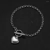 Charm Bracelets MinaMaMa Stainless Steel Dragon Bone Chain Heart Bracelet For Women Toggle Trendy Jewelry