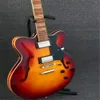 Electric guitar customize sunburst Jazz 335 6-string sunburst thin semi-hollow