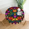 Tafelkleed kleurrijke Mexicaanse bloem vogel tafelkleed ronde deksel wasbaar polyester voor keukenfeest picknick dinering decor