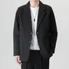 Abiti da uomo Blazer casual eleganti Uomo sciolto S-4XL Tinta unita monopetto Retro stile coreano Ufficio Colletto dentellato Intervista E854