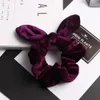 Winter Candy Color Ribbon Hair Celra Mulheres Veludo Scrunchie Rabbit Ear Rubber Band