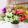 Decorative Flowers Aquatic Lily Artificial Fake Flower Plastic Bouquet Small Bunch Wedding Decoration