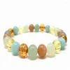 Strand Men Bracelet Natural Stone 8 Mm Mix Color Round Bead Citrine Crystal Amazonite Amethysts Rose Quartzs Women Bracelets