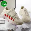 Designer Casual Shoes Mens Womens Chunky Rhyton Leather Printed Sneaker Luxury Interlocking Mouse Logo Split Printed Platform Shoe Beige Canvas Leather Trainers