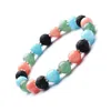8mm Colorful Natural Stone Handmade Beaded Strands Charm Bracelets Elastic Jewelry For Women Men Lover