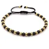 Strand 4MM Men's Bracelet Black/Gold Round Beads Bangle For Men Health Slimming Bracelets Women Stacking Beaded