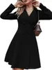 Casual Dresses Chic And Elegant Woman Dress Black Double Breasted Notched Collar Long Sleeve Slim Mini Blazer 2023 Office Lady Clothes
