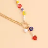 Hänghalsband boho färgglada pärlhängare handpärlor blommiga smycken vintage stil gåvor för kvinnor mode