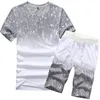 Survêtements pour hommes Survêtement Hommes Ensembles Summer Gradient 2 Piece Set 2023 Casual Sportswear Hommes Vêtements Fasion Shorts Beach Style Tshirt