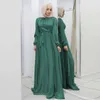 民族衣類イスラム教ラマダン・アバヤ女性のためのシンプルなビッグスカートのレディースドレスベルトヨーロッパとアメリカのためのスリムアバヤ。