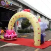 Svängar ny ankomst 4x3 mh dekorativ uppblåsbar tecknad födelsedagsbågar spränger djur och kaka välvd dörr för evenemangsfest dekoration leksak