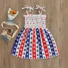 女の子のドレス幼児の女の女の子7月4日衣装独立記念日袖なしストラップドレスアメリカンフラッグ夏の服