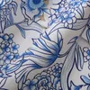 Summer Blue and White Porcelain Print Dress Hand Made Spaghetti Strap Square Neck Floral Long Casual Dresses S3M020302