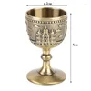 Wine Glasses European Carving Pattern Vintage Castle Classical Metal Whiskey Cup Handmade Small Goblet Household Copper Glass Bar Tool