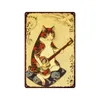 Cute Cat Tin Sign Poster Healing Animation Metal Tin Sign Cartoon Vintage Poster Retro Kraft Paper Metal Plaque Man Cave Club Garage Home Decor Size 30X20CM w01