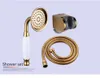 Bathroom Shower Heads Gold handheld shower head brass bathroom water saving ABS support gold pluming hose J230303