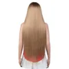 Synthetic Wigs Fashion Idol 38 Inch Bangs Long Straight Synthetic Wigs for Women Ombre Brown Wine Red Heat Resistant Cosplay 230227