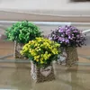 Flores decorativas Simulação Rosas de girassol em vasos de seda artificial Plantas de seda Bonsai Cane compõe a decoração da casa de casamentos da cesta de panela