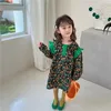 Girl Dresses Girls voor Girled Sleeve Dress 2023 Leer Koreaanse stijl Baby kinderen Mori Lange bloemenprinsesmode