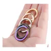 Nyckelringar 2x30mm Rainbow Round Circle Gold Sier Color Keychains Metal Chain Ring Split unisex Keyring KeyFob Holder Accessories DIY DH4QP