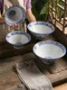 Bowls 9-10 Inch For Restaurants Home Tableware Blue & White Pattern Ceramic Bowl Instant Noodle Soup Dumplings Ramen