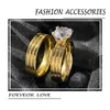 Cluster Rings 2023 Classic Women's Wedding Fashion Gold Bar Shape Dazzling CZ Engagement A Pair Of Ringsrings Jewelry