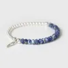 Strand Facted Beads Bracelets For Women Men Charm Bracelet Natural Stone Labradorite Silvery Color Mini Bangles Jewelry
