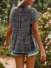 Kvinnors skjortor ruple Short Sleeve Polka Dot Chiffon Bluses Loose Fit kausal trendiga sommartoppar