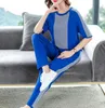 Kvinnors träningsdräkter Spring Women Joggers Suit Set Half Sleeve Pants and Top Two Piece Set Female Sweat Tracksude 2 Womens Outfits DD2172Wome